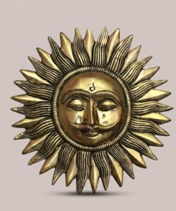 Brass Sun Wall Hanging Decor | Antique Finish Metal Sunburst Wall Art | Decorative Surya Face Style for Home, Office, Entrance & Vastu Decor