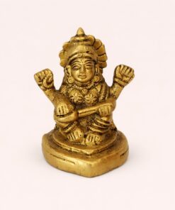 Handcrafted Small Brass Saraswati Idol with Veena | Vastu Goddess of Knowledge Murti for Study Table, Home Temple, Wisdom, Arts & Basant Panchami Gifting