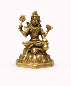 Lord Shiva Meditating Brass Idol | Bholenath Metal Statue | Shankar Ji Sculpture | Antique Gold | For Home, Office, Puja | Religious Figurines | Decorative Murti Gift Showpiece