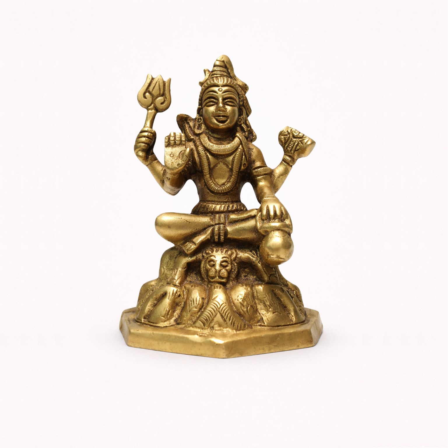 Lord Shiva Meditating Brass Idol | Bholenath Metal Statue | Shankar Ji Sculpture | Antique Gold | For Home, Office, Puja | Religious Figurines | Decorative Murti Gift Showpiece