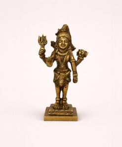 Lord Shiva Standing Brass Idol with Trishul – Bholenath Metal Statue for Home, Office & Puja | Decorative Religious Murti | Spiritual Gift Showpiece| Copper Finishing