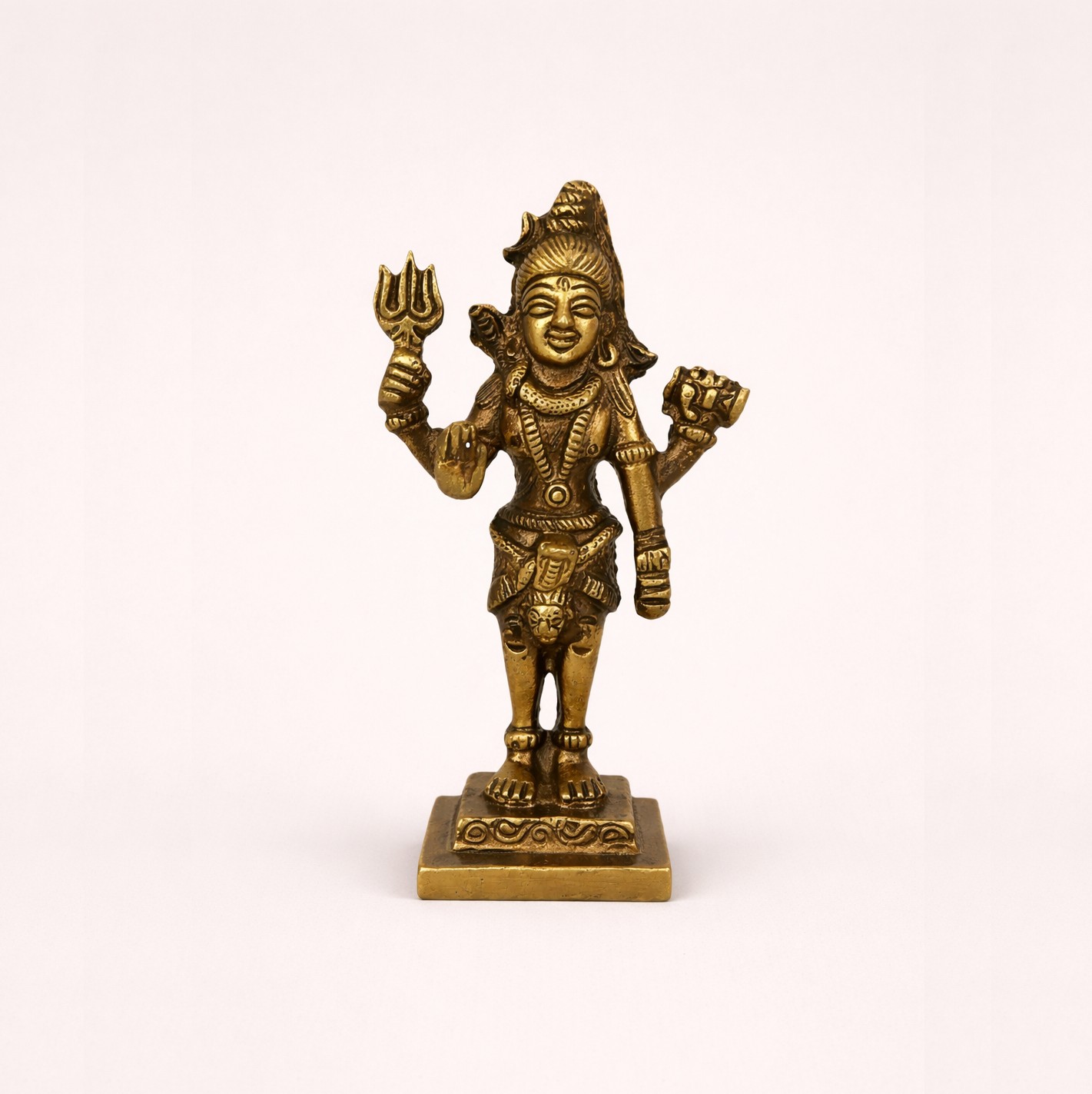Shiv Ji Standing with Trishul Brass Idol | Shiv Ji Metal Statue | Bholenath Sculpture | for Home, Office, Puja | Religious Figurines | Decorative Murti Gift Showpiece