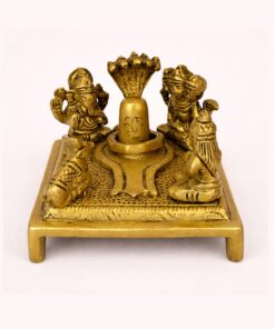 Handcrafted Small Brass Shiv Parivar Idol with Shivling, Ganesha, Parvati, Kartikeya & Nandi | Vastu Shiv Family Murti for Home Temple & Mahashivratri