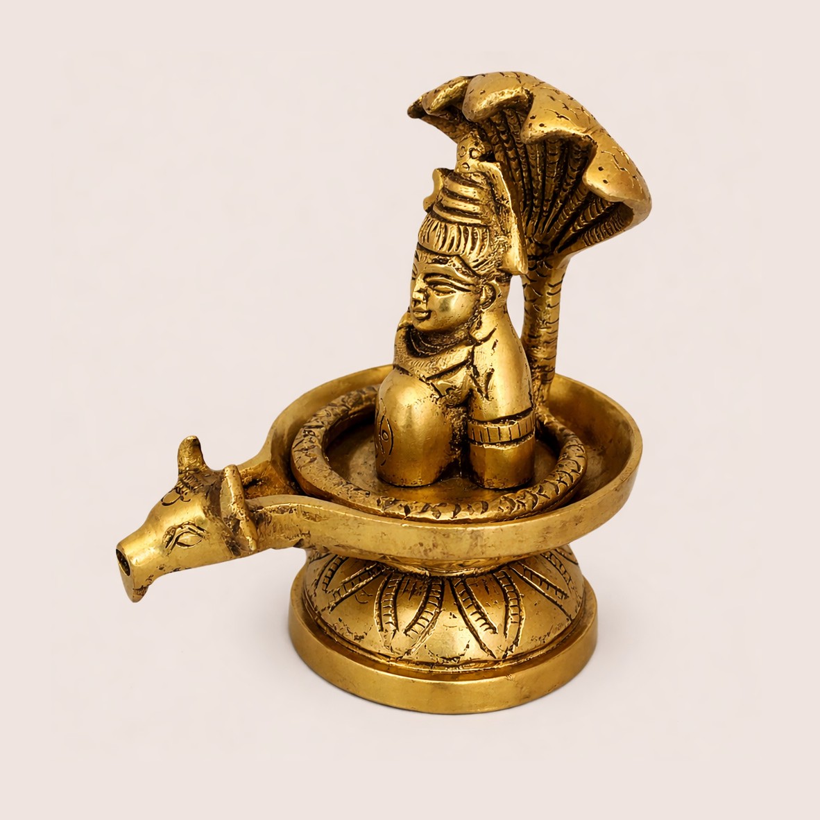 Brass Shivling with Sheshnag & Nandi | Abhishek Jal Dhara Shivling | Handmade Hindu God Idol for Pooja, Home Temple, Office Décor & Spiritual Gift