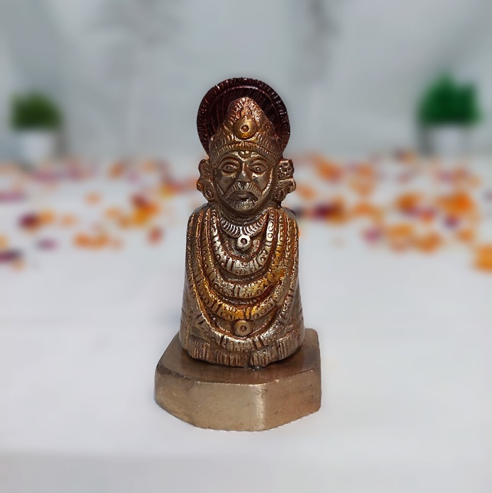 Brass Khatu Shyam Ji Idol with Copper Finish – Decorative Religious Murti for Home, Office & Puja | Spiritual Gift Showpiece