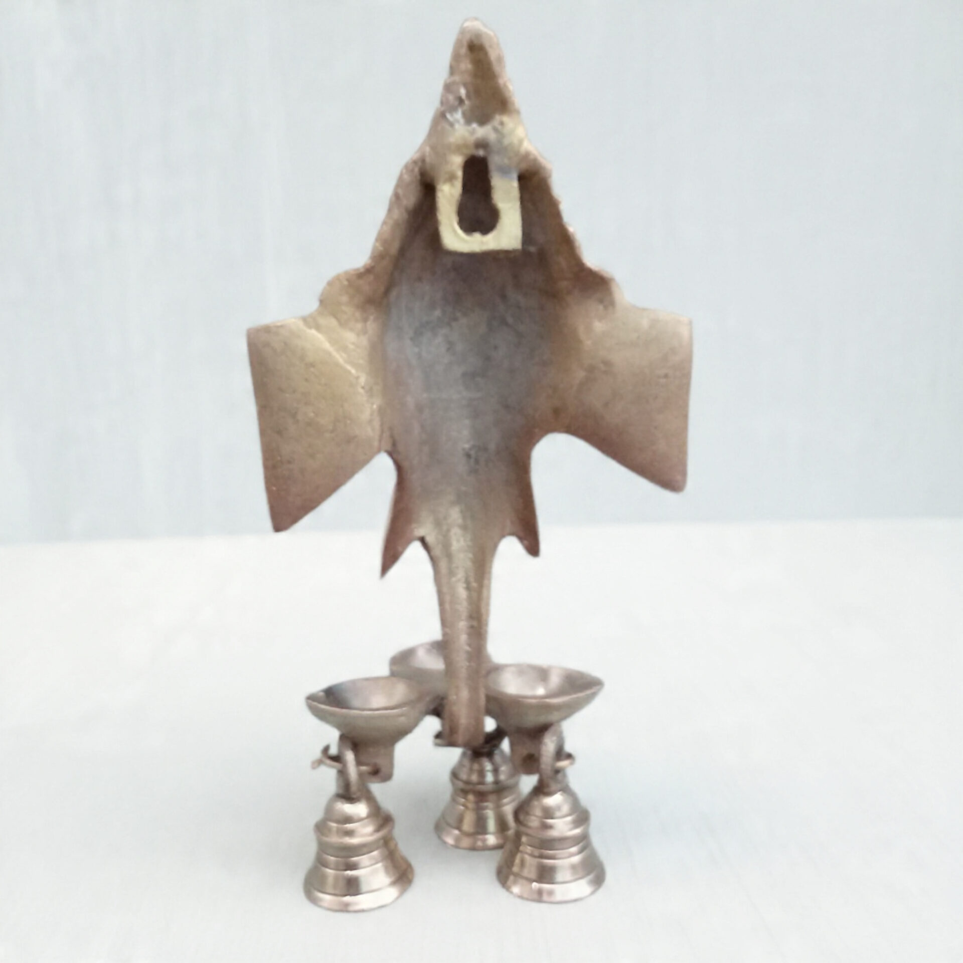 Handcrafted Brass Ganesha Face Wall Hanging Diya Pair with 3 Bells | Vastu Main Door Entrance Deepam for Good Luck, Vighnaharta Protection, Diwali & Gifting - Image 6
