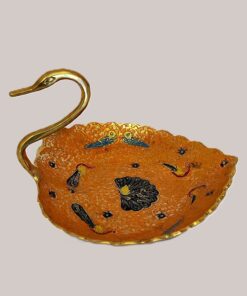 Handcrafted Brass Swan Dry Fruit Plate with Meenakari Work | Decorative Hans Serving Bowl for Home Decor, Festive Gifting, Diwali, Wedding & Tableware