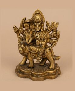 Handcrafted Brass Ashtabhuja Durga Maa Idol on Lion Vahana | Vastu Mahishasuramardini Devi Statue for Shakti, Protection, Courage, Home Temple & Navratri Decor