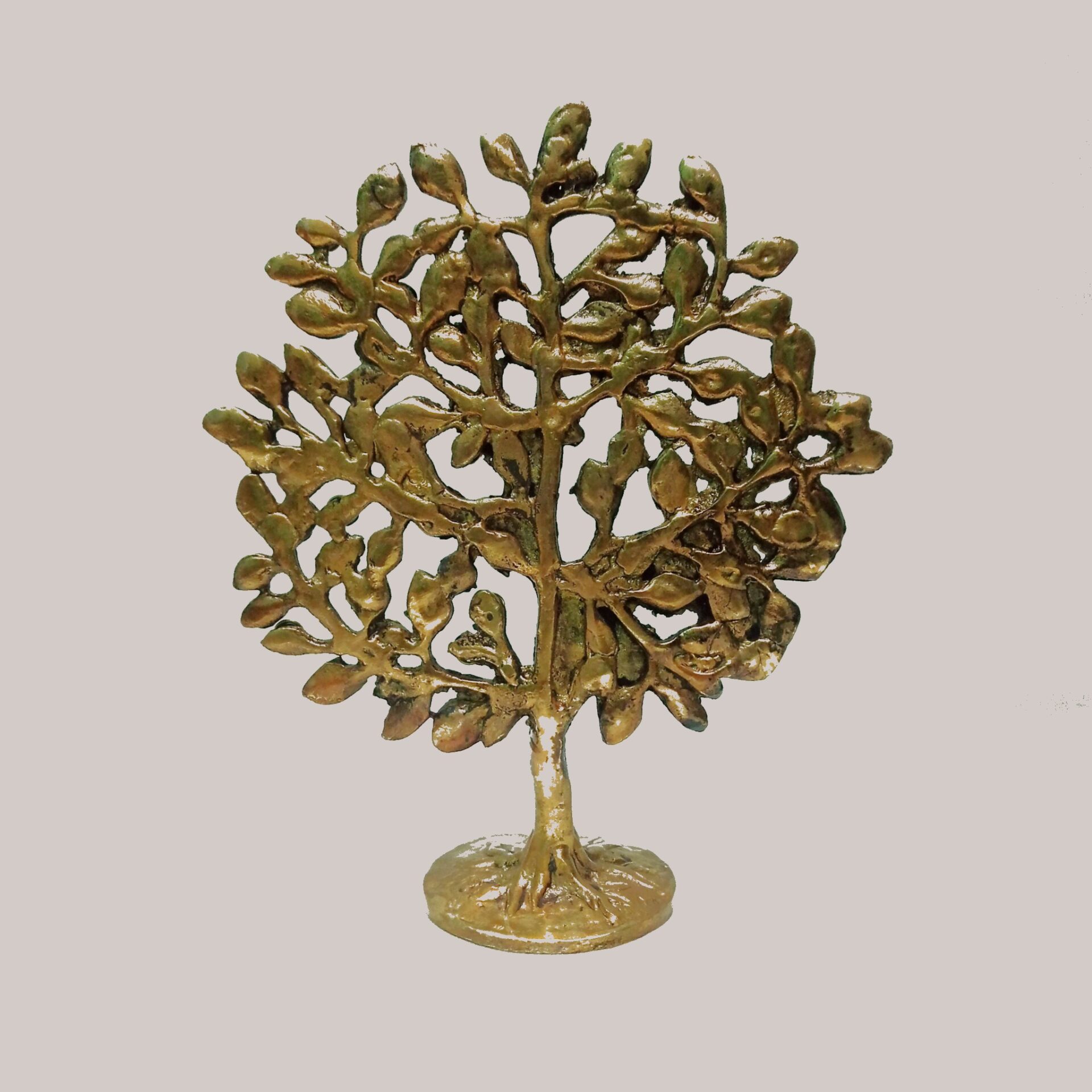 Handcrafted Brass Tree of Life Showpiece with Multicolor Stone Inlay | Available Single or Pair | Vastu Feng Shui Home Office Decor & Auspicious Gift - Image 5
