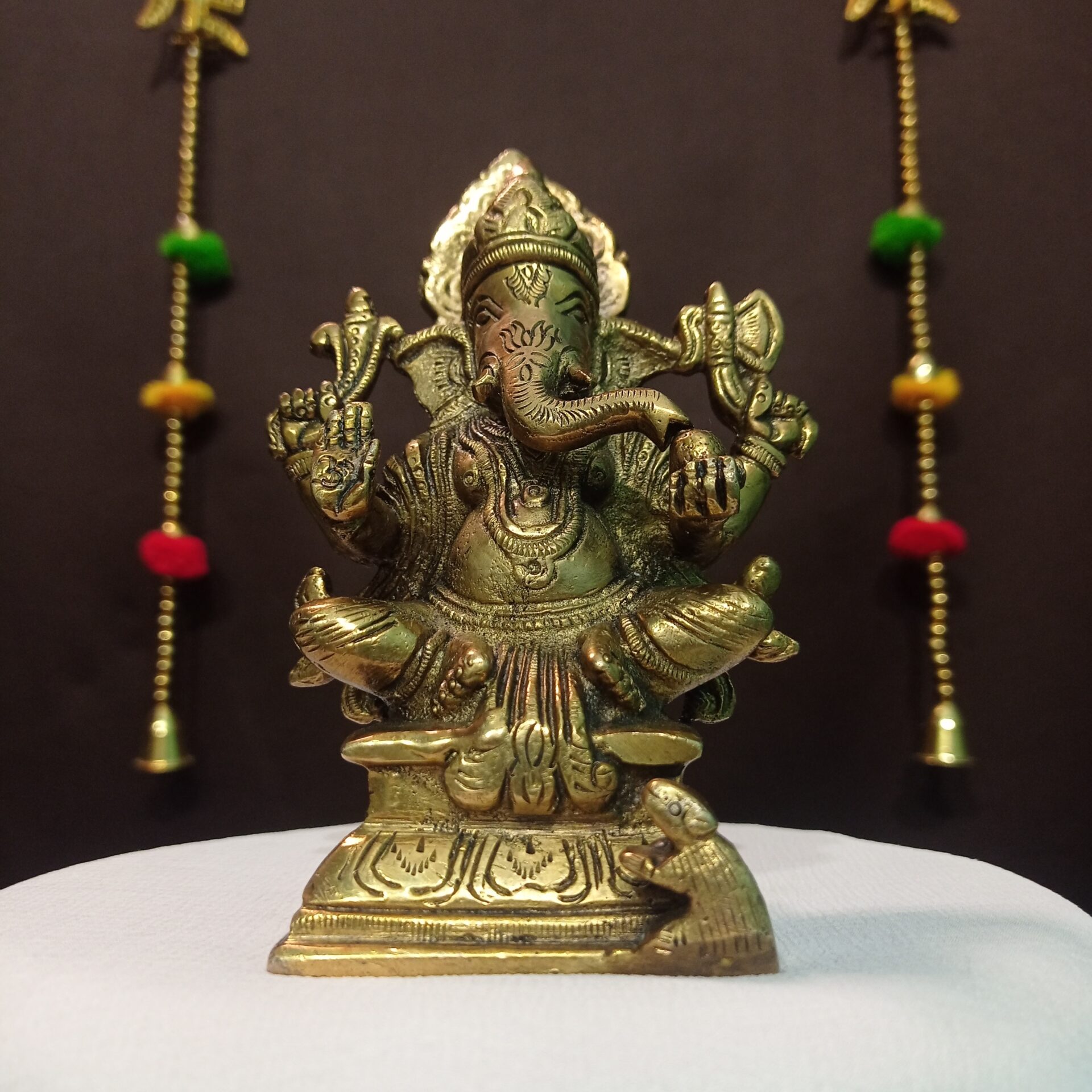 Handcrafted Brass Lord Ganesha Idol in Sitting Pose with Mouse | Vastu Ganpati Murti for Home, Office, Pooja Room Decor & Auspicious Gifting - Image 2