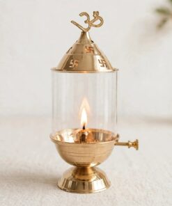 Modern Brass Om Ganesha Diya - Artistic Oil Lamp Idol for Pooja Room Decor, Home Entrance & Divine Festive Gifting