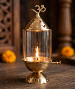 Modern Brass Om Ganesha Diya - Artistic Oil Lamp Idol for Pooja Room Decor, Home Entrance & Divine Festive Gifting (Copy)