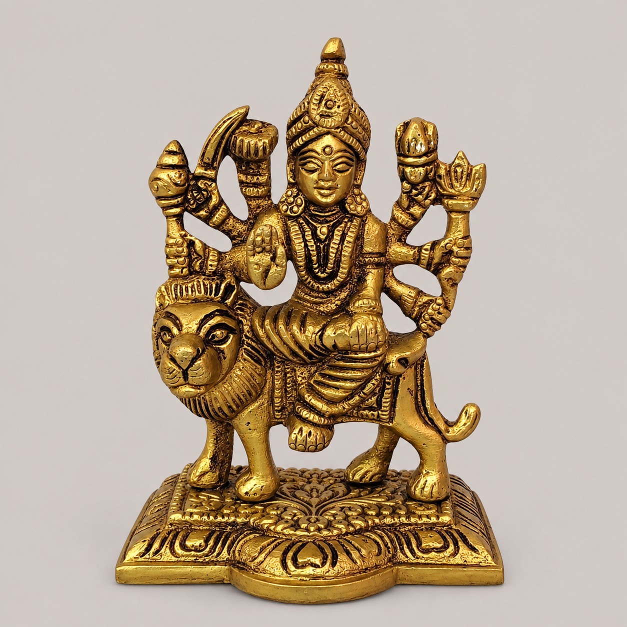 Handcrafted Brass Durga Maa Idol on Lion | Vastu Mahishasuramardini Ashtabhuja Devi Statue for Protection, Strength, Home Temple, Navratri Puja & Shakti Worship - Image 5