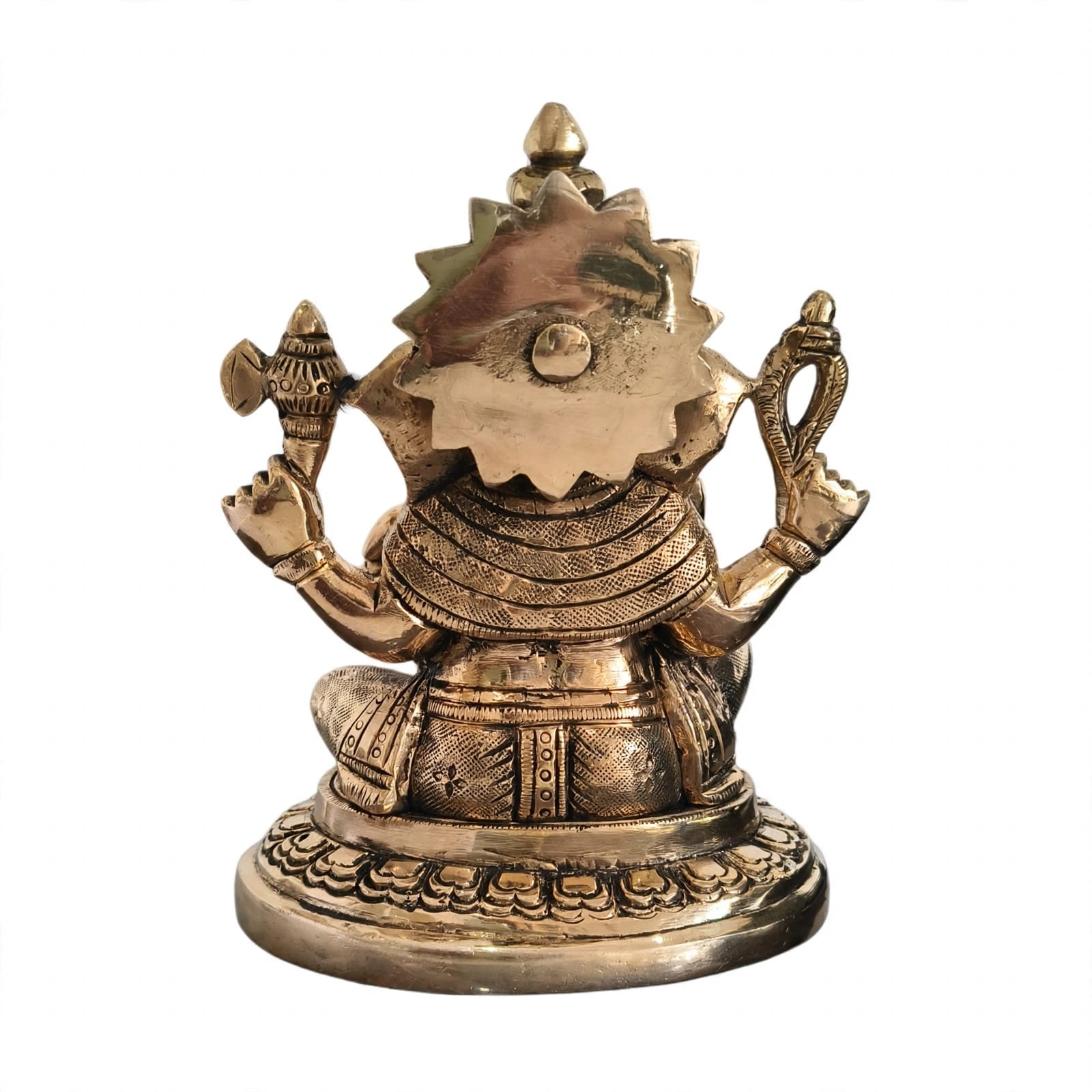 Divine Brass Lord Ganesha Idol on Ornate Base - Handcrafted Antique Gold Finish for Home Temple, Office Decor & Vastu Blessings - Image 4