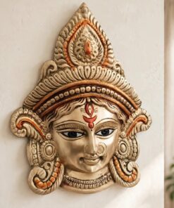 Brass Goddess Durga Face Mask | Durga Ji Wall Hanging | Durga Face Showpiece | Ma Durga | For Home, Office, Puja | Religious Figurines | Decorative Murti Gift