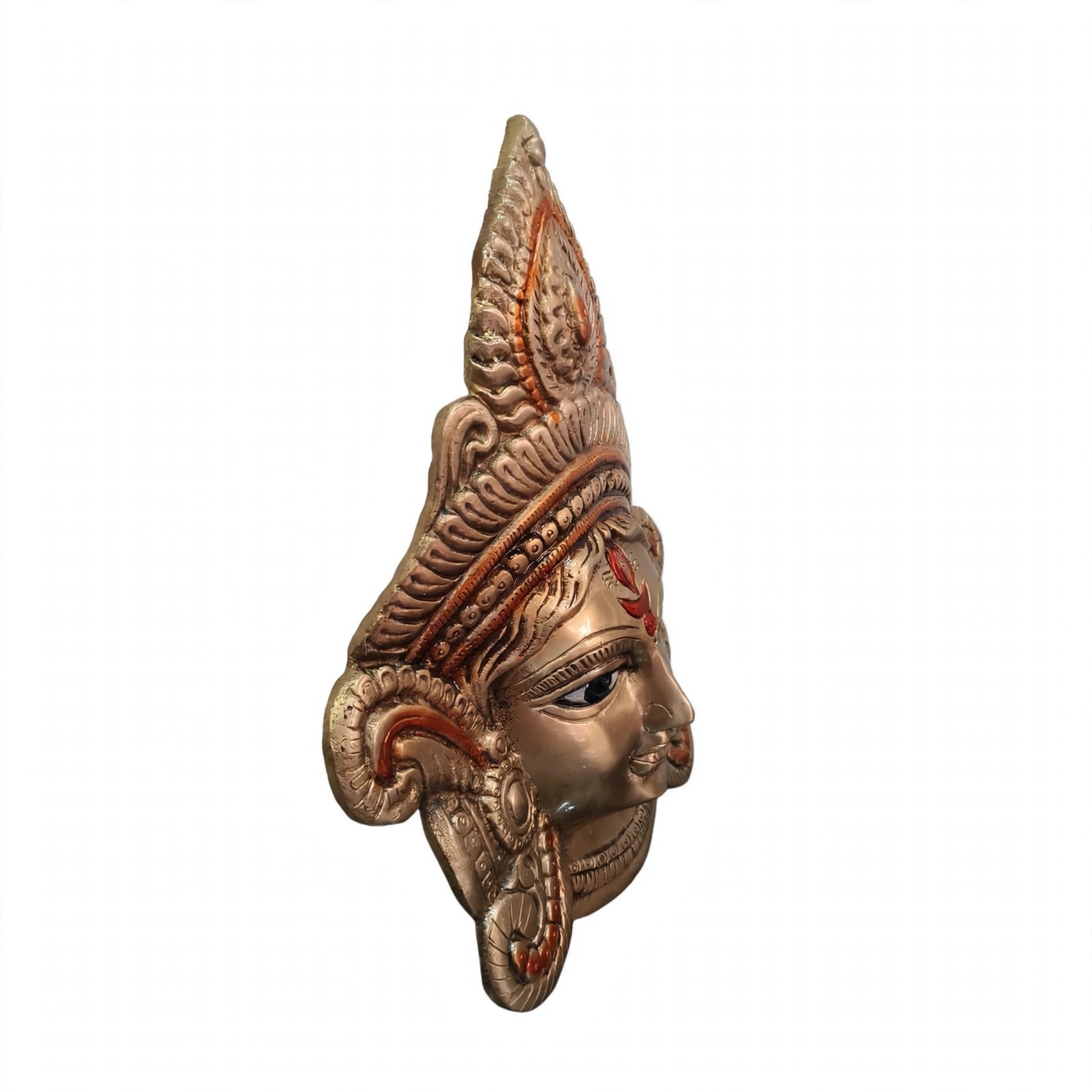 Brass Goddess Durga Face Mask | Durga Ji Wall Hanging | Durga Face Showpiece | Ma Durga | For Home, Office, Puja | Religious Figurines | Decorative Murti Gift - Image 4