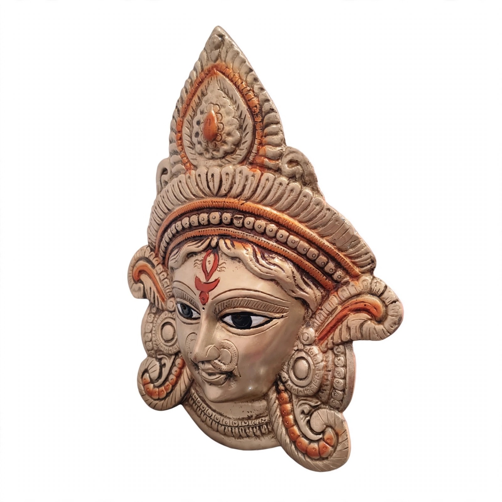 Brass Goddess Durga Face Mask | Durga Ji Wall Hanging | Durga Face Showpiece | Ma Durga | For Home, Office, Puja | Religious Figurines | Decorative Murti Gift - Image 5